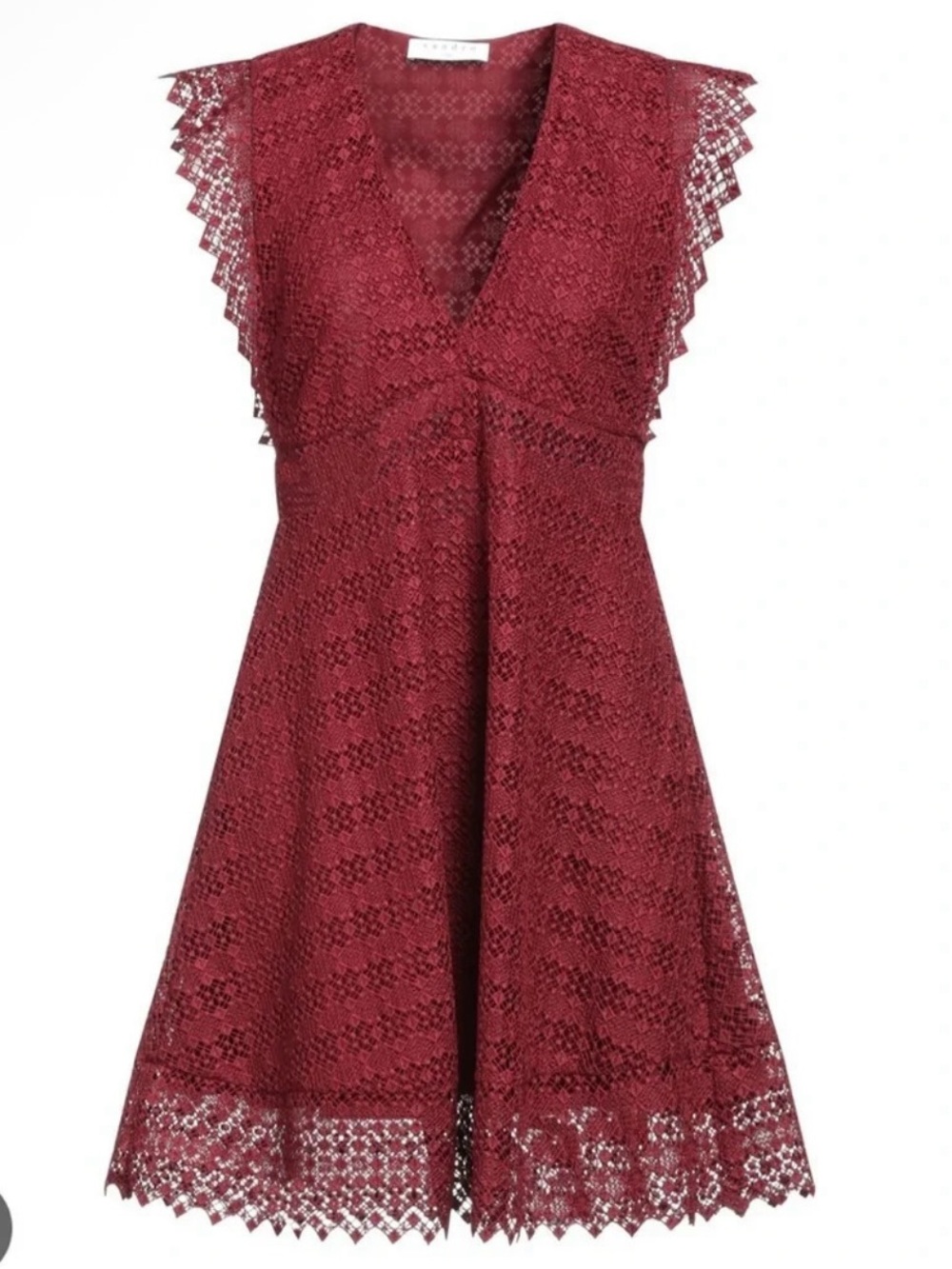 Sandro Paris Lindsey Eyelet Lace Burgundy Mini Dress